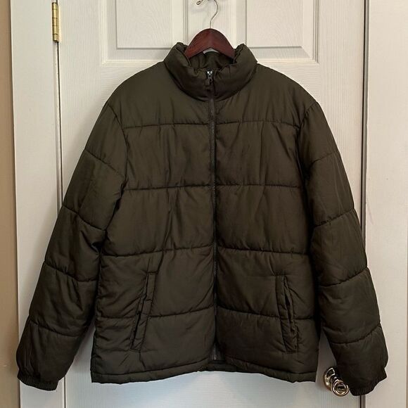 Men’s Old Navy Puffer Super Warm Jacket Green - Picture 1 of 6